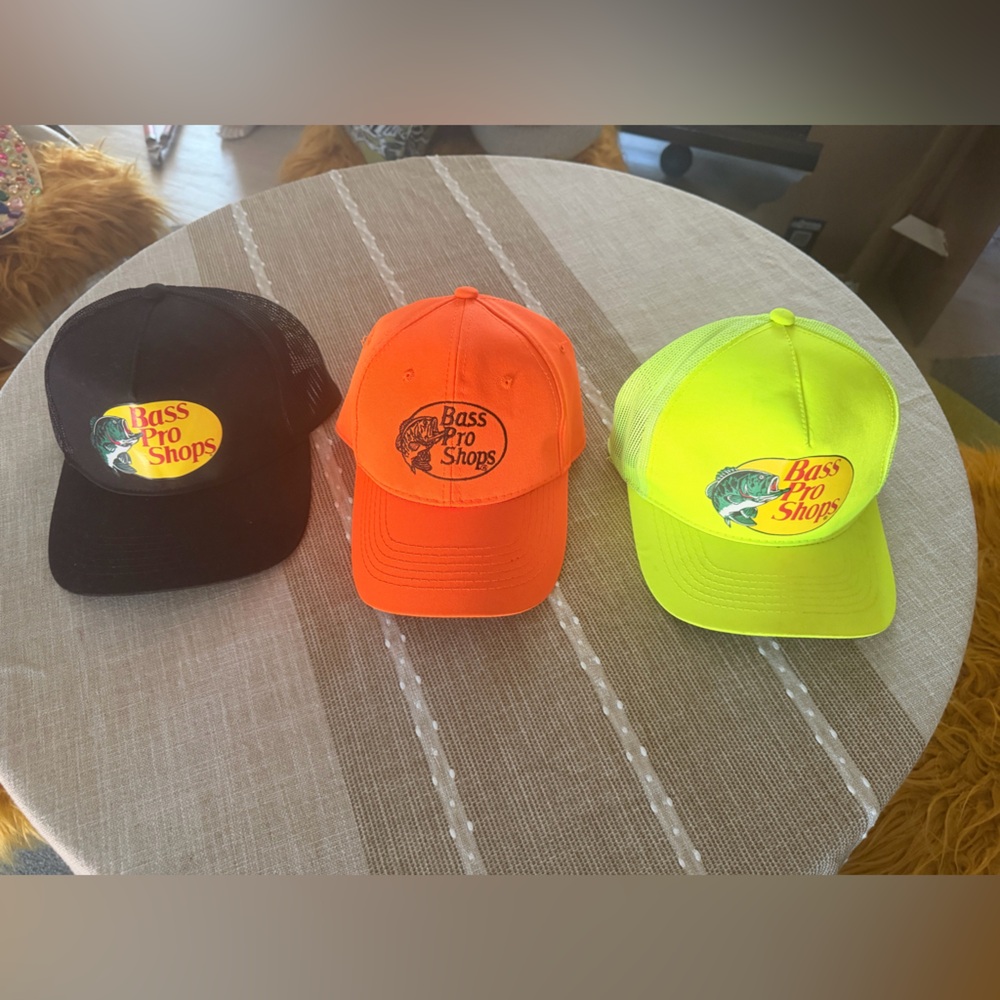 Bass Pro Shops Hat Trio - Black, Orange, Neon Yellow